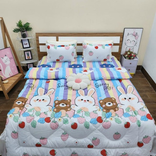 (Giảm Giá ) Sét Chăn Phao Vịt Hồng Ga Gối Poly Cotton (Được chọn mẫu)