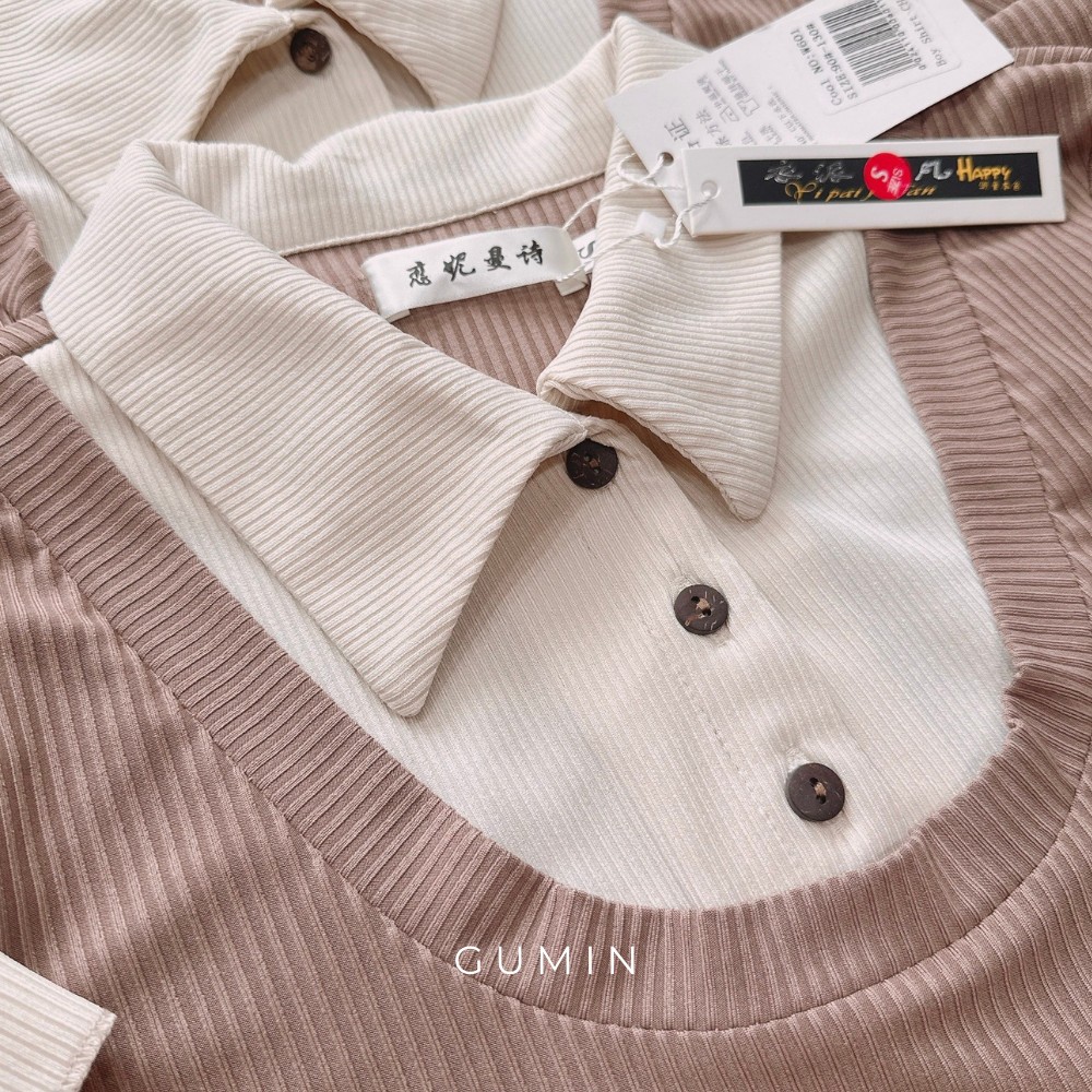 Váy body len dài tay GUMIN màu hồng đất sang chảnh, Đầm dự tiệc thu đông vintage