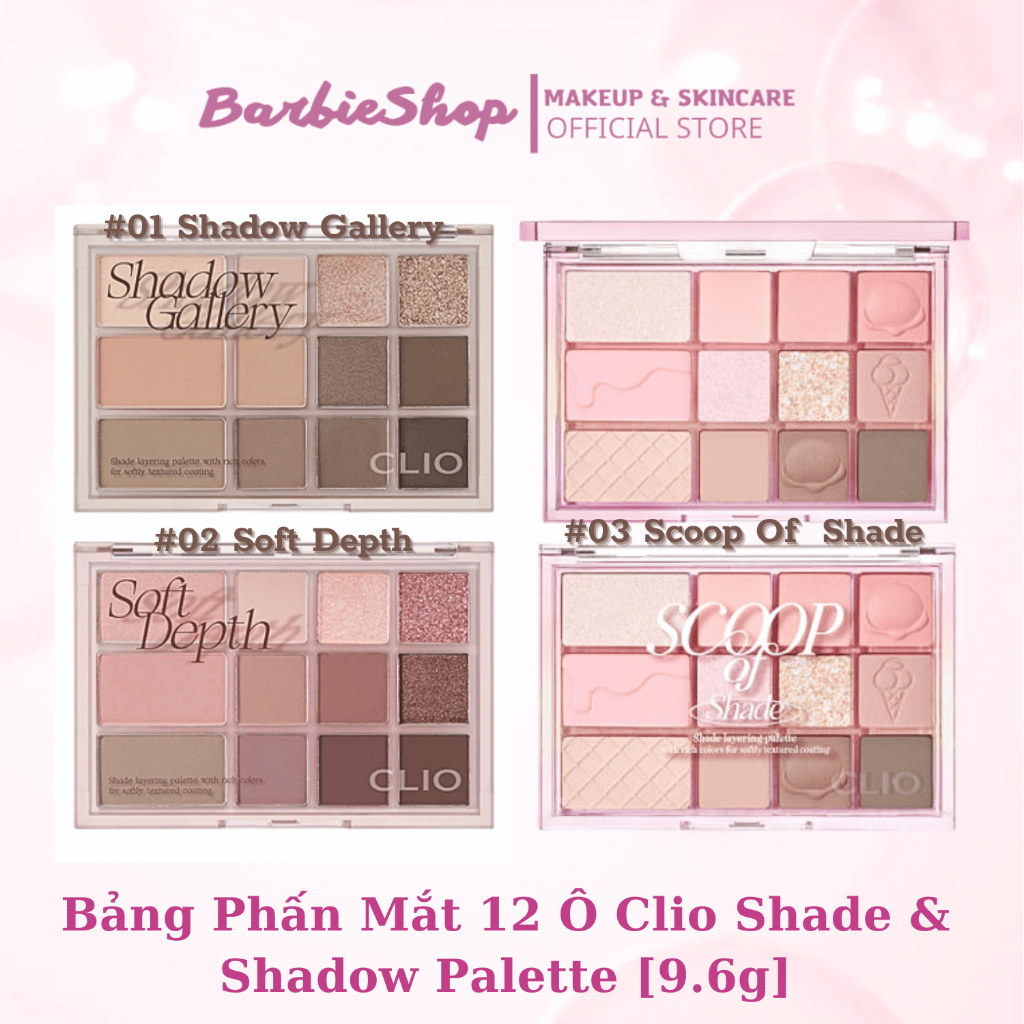 Bảng Phấn Mắt 12 Ô Clio Shade & Shadow Palette [01 - 02 - 03]