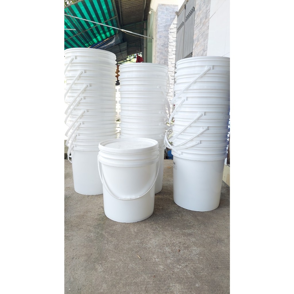 [Giá Sỉ] Xô Thùng Nhựa Henkel Trắng Có Nắp 20 Lít (Hàng mới chưa qua sử dụng)