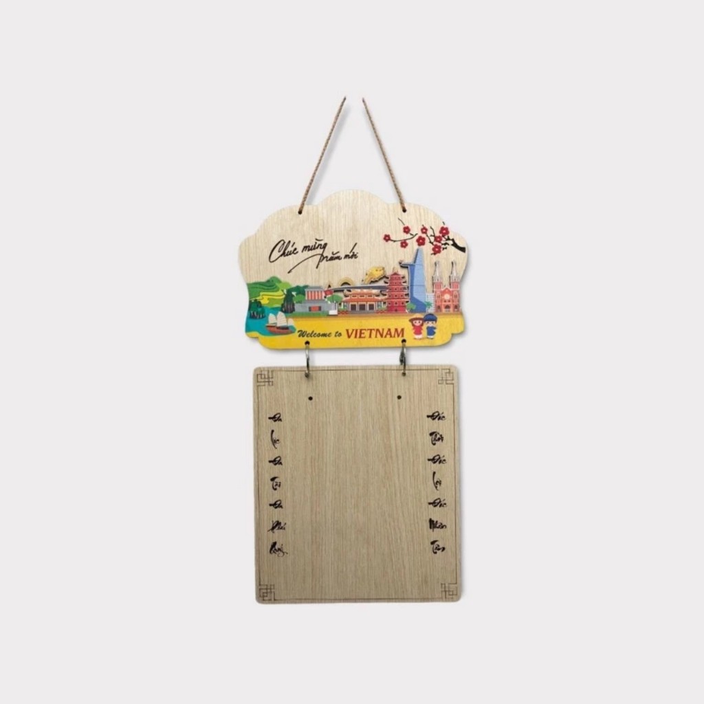 Lịch Treo Tường Năm 2024 Làm Từ Gỗ Công Nghiệp Tặng Kèm Đinh 3 Chân Hoặc Móc Dán Tường