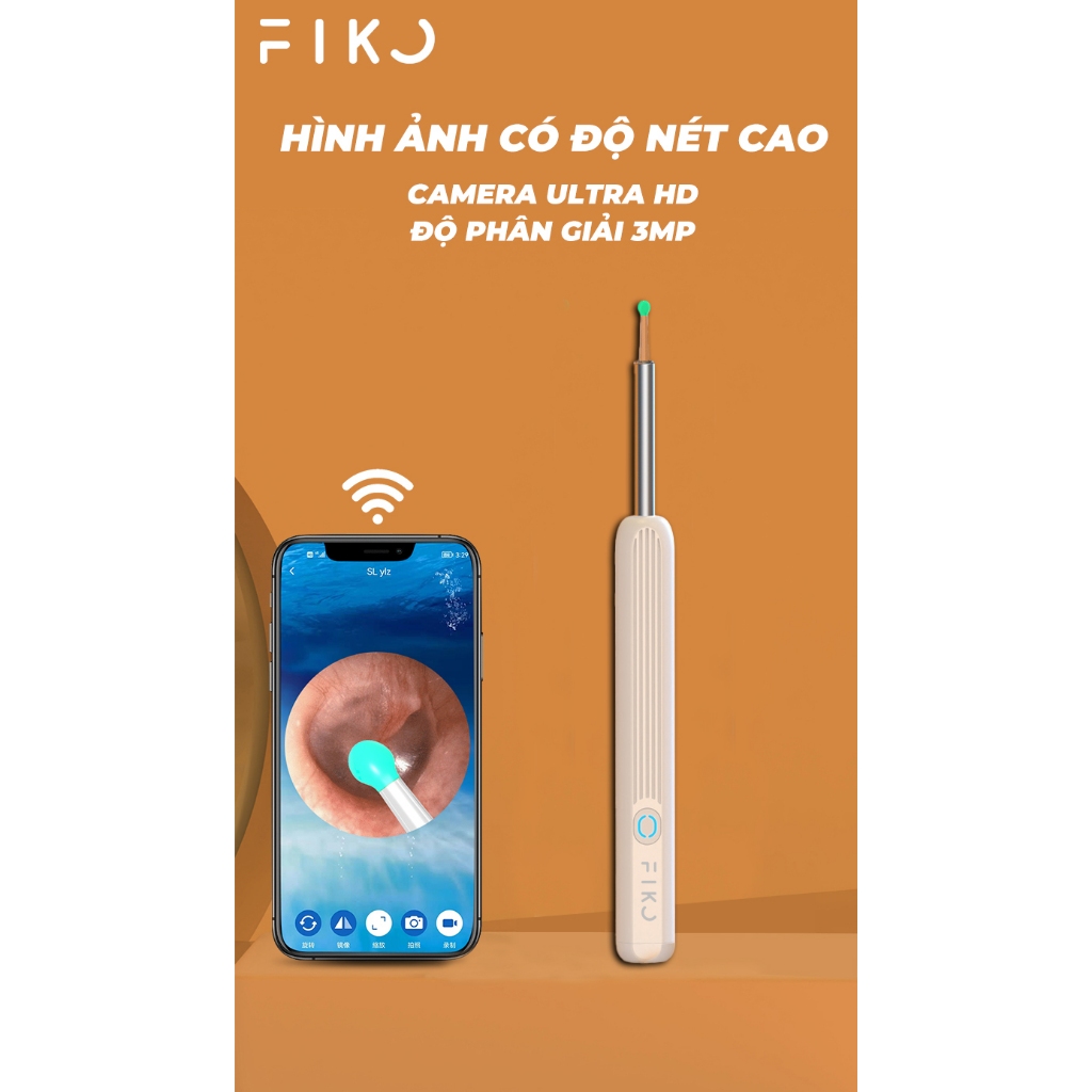 Dụng cụ lấy ráy tai có camera FIKO NE3 - Bảo hành 6 tháng