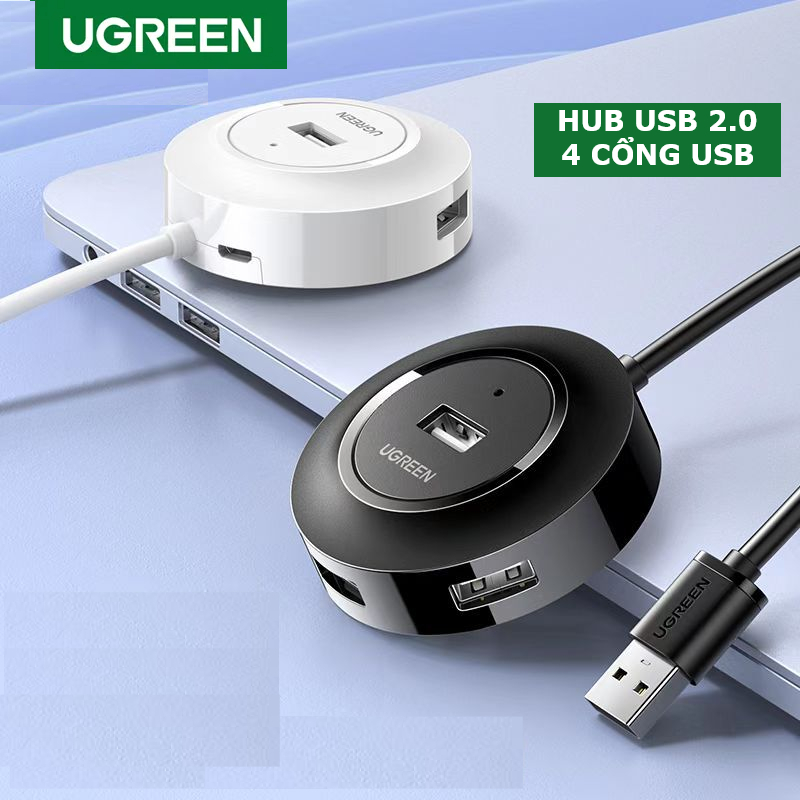 Hub USB 2.0 Ugreen 4 cổng USB giúp chia cổng USB sử dụng được nhiều thiết bị trên laptop, PC, kèm cổng sạc Micro