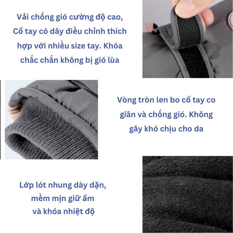 Găng tay mùa đông CHÍNH HÃNG 361 đi mưa thỏai mái chống nước tốt cảm ứng điện thoại cực nhạy