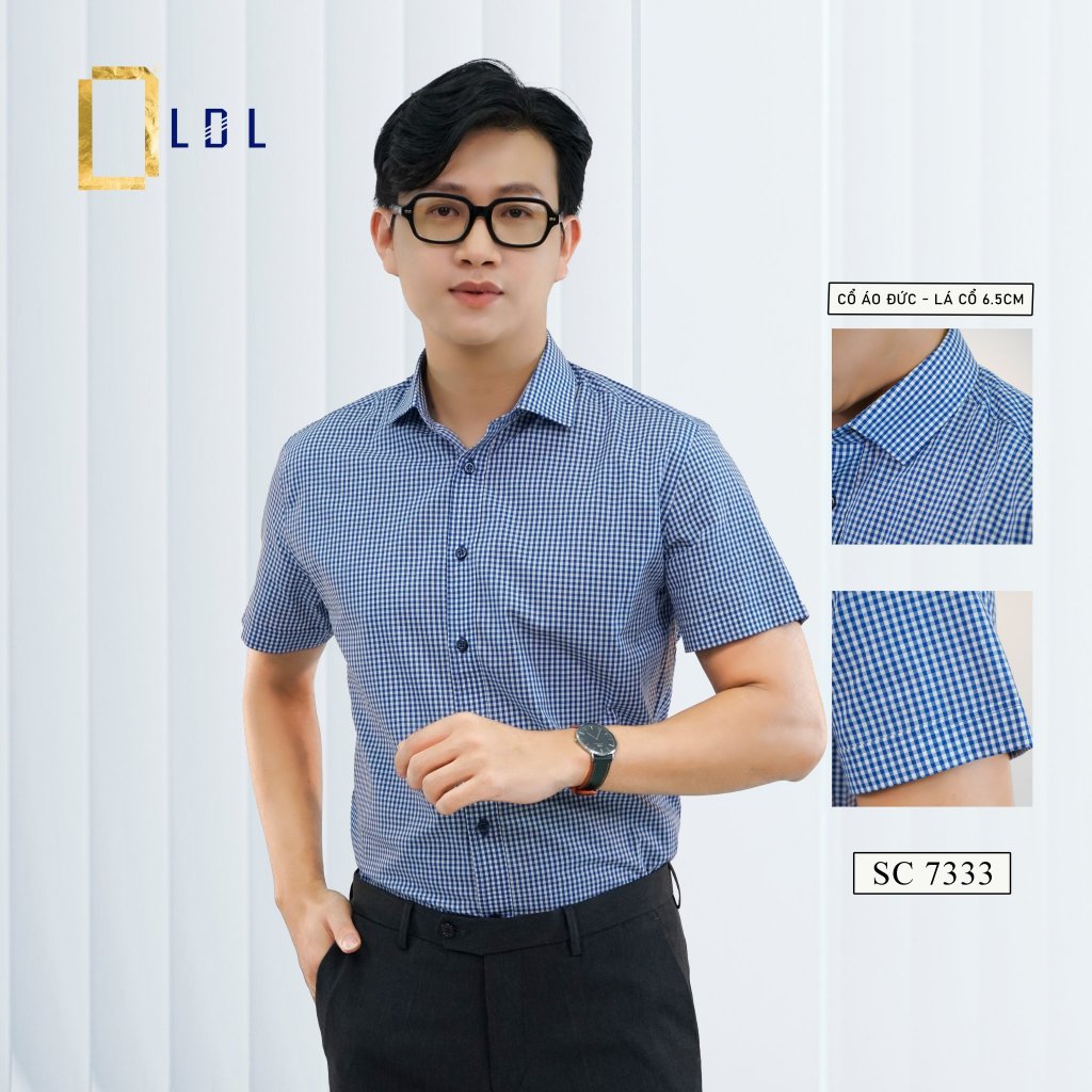 Áo Sơ Mi Nam LDL Cọc Tay Sọc Ô Chất Liệu Cotton hạn chế nhăn nhàu, thấm hút mồ hôi