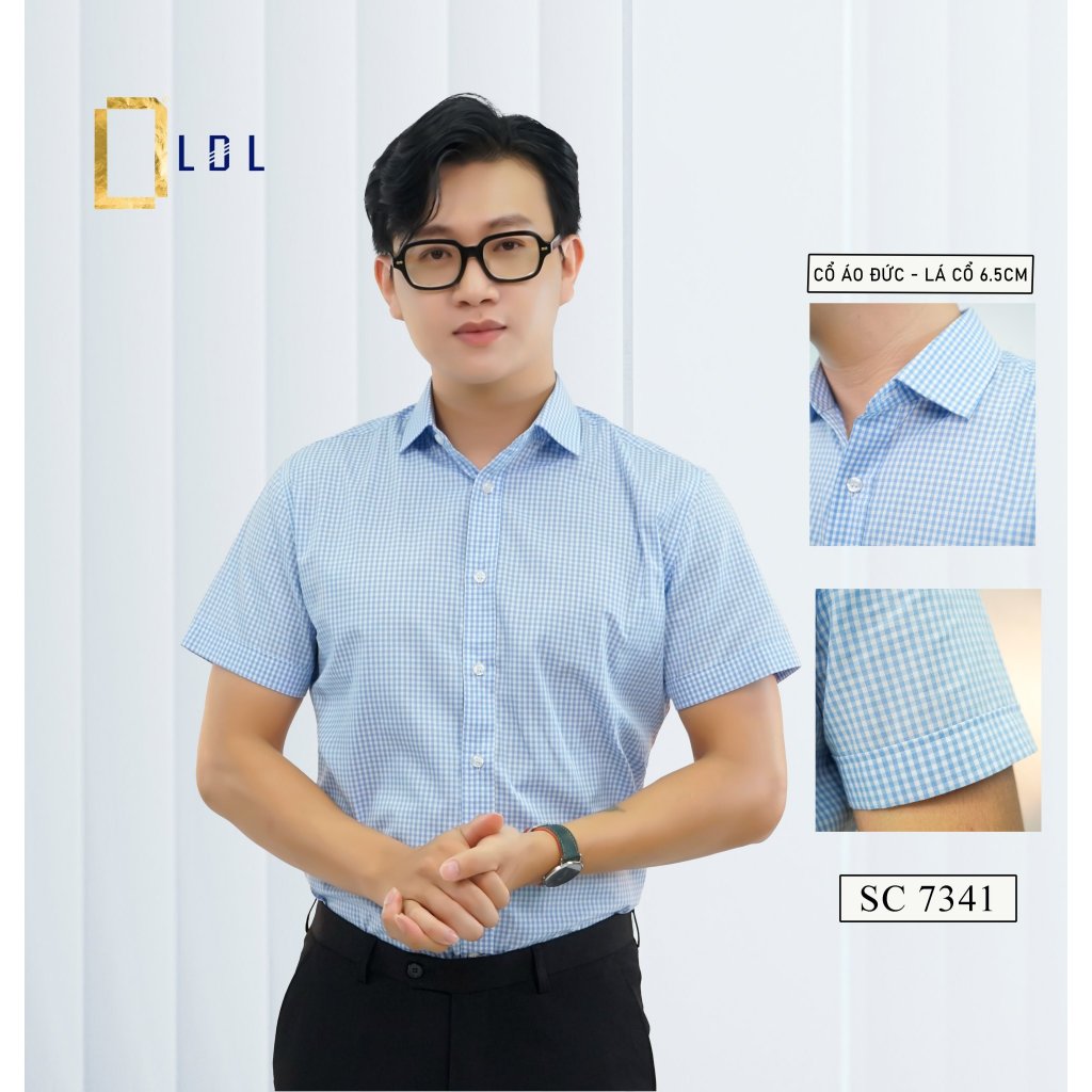 Áo Sơ Mi Nam LDL Cọc Tay Sọc Ô Chất Liệu Cotton hạn chế nhăn nhàu, thấm hút mồ hôi