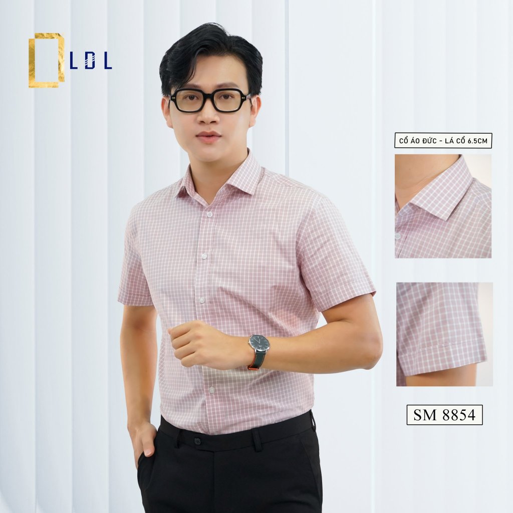 Áo Sơ Mi Nam LDL Cọc Tay Sọc Ô Chất Liệu Cotton hạn chế nhăn nhàu, thấm hút mồ hôi