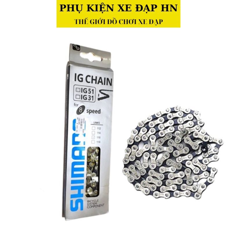Xích (sên) xe đạp thể thao các loại Shimano 8 tốc độ IG51 116 mắt