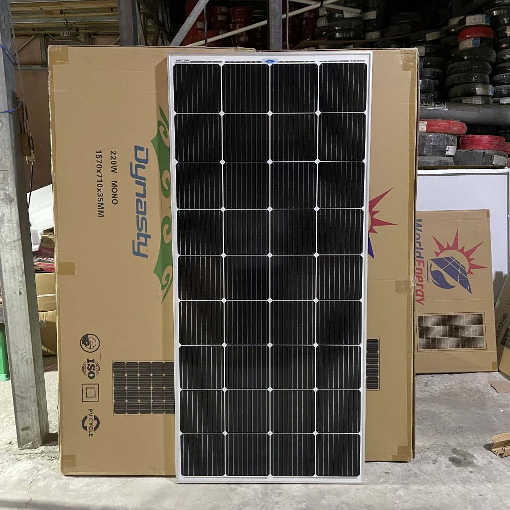 Pin năng lượng mặt trời mono 220w WorldEnergy/Oushang - tặng cặp jack mc4 đơn,