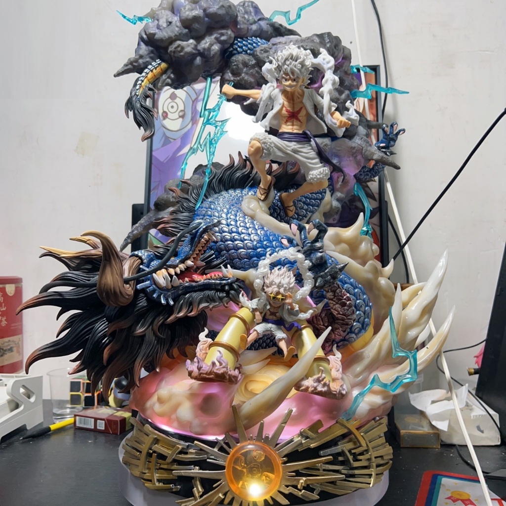 MH100 Mô Hình Cao Cấp Monkey D Luffy vs Kaido Cao 57cm Siêu To Có Đèn Led - Mô Hình Luffy Gear 5 God Nika One Piece A1