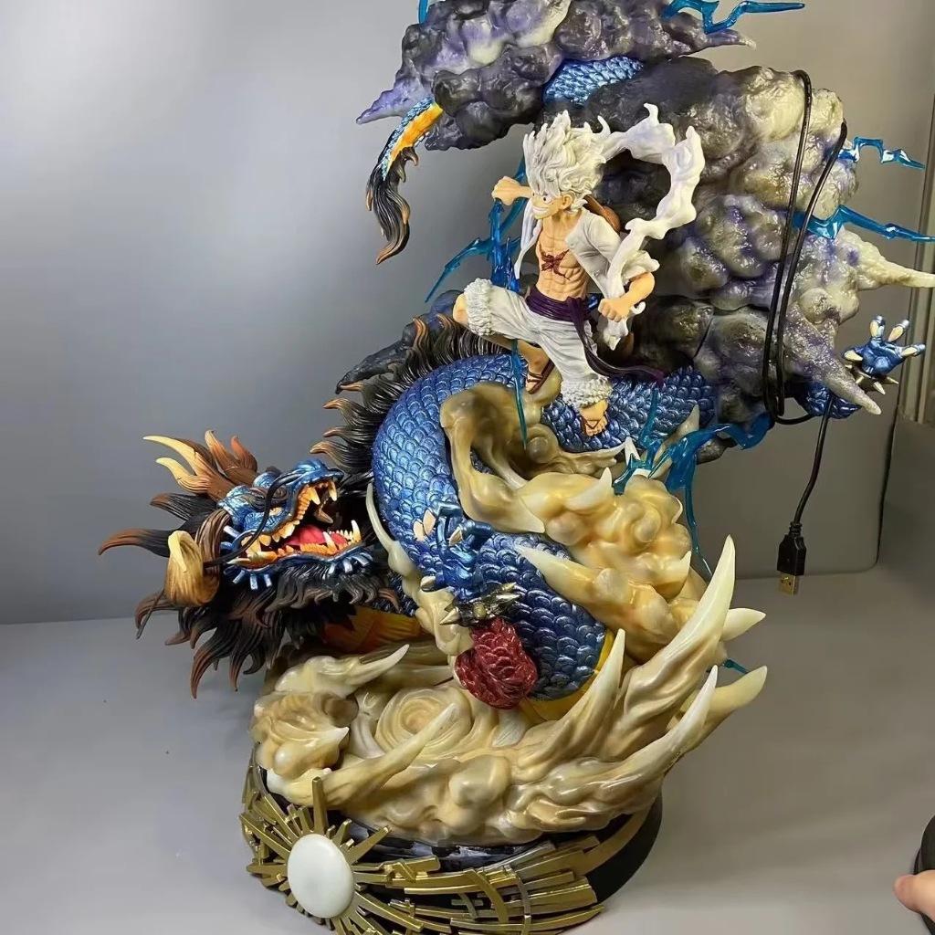 MH100 Mô Hình Cao Cấp Monkey D Luffy vs Kaido Cao 57cm Siêu To Có Đèn Led - Mô Hình Luffy Gear 5 God Nika One Piece A1