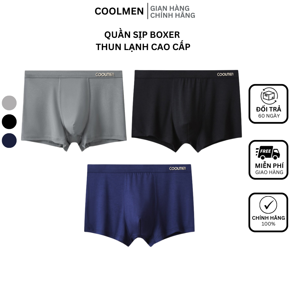 Quần boxer, Quần sịp nam Cool men Việt Nam dáng Trunk chất liệu thun lạnh, kháng khuẩn_QS028