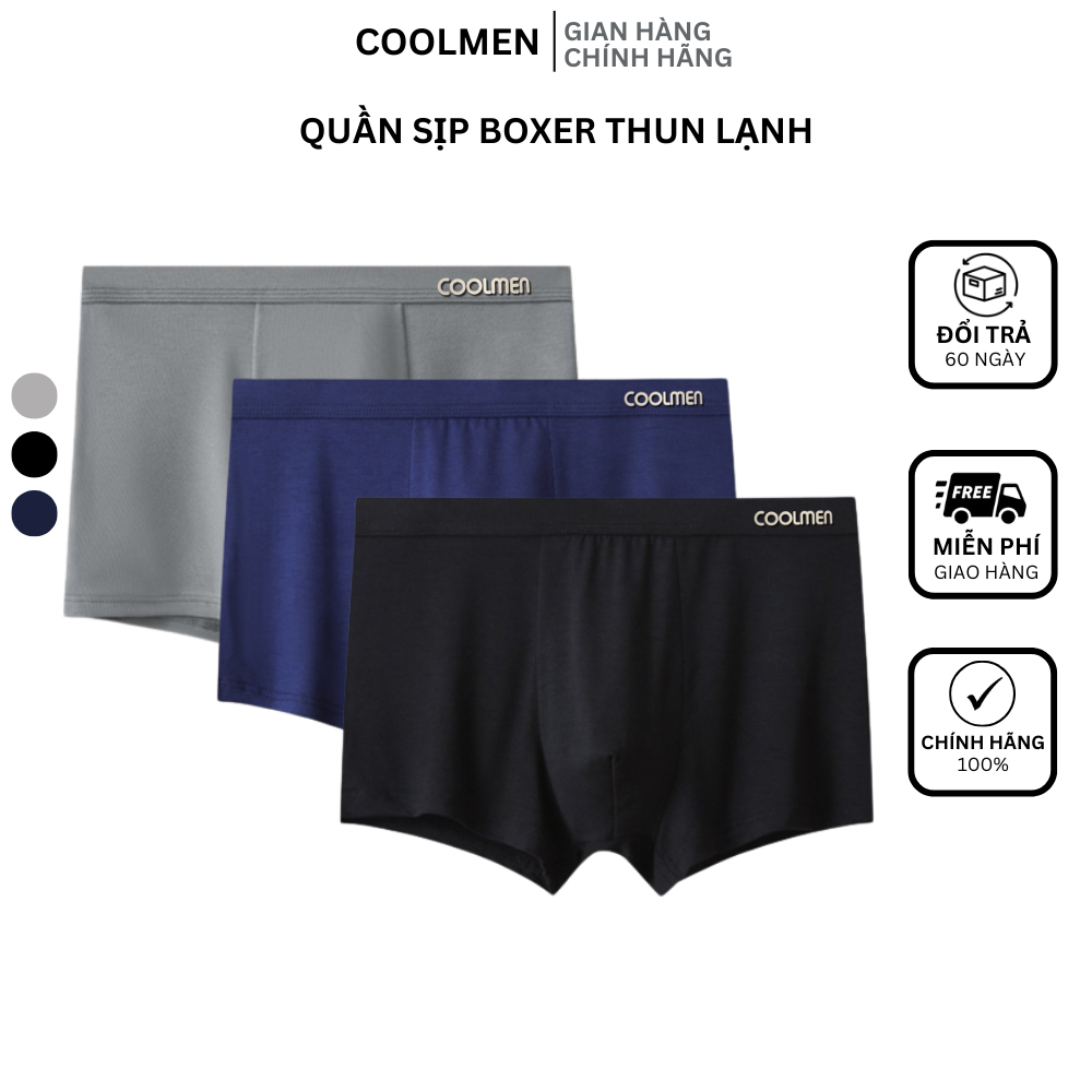 Quần boxer nam, Quần sịp nam, dáng Trunk chất liệu thun lạnh, kháng khuẩn_Cool men Việt Nam_QS028