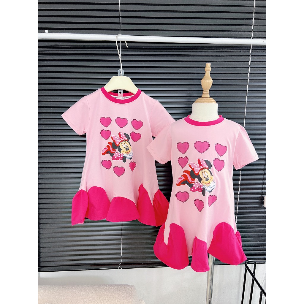 Váy đuôi cá bé gái hoạ tiết trai tim xinh xắc, đầm bé gái đuôi cá cách điệu sz 10-30kg