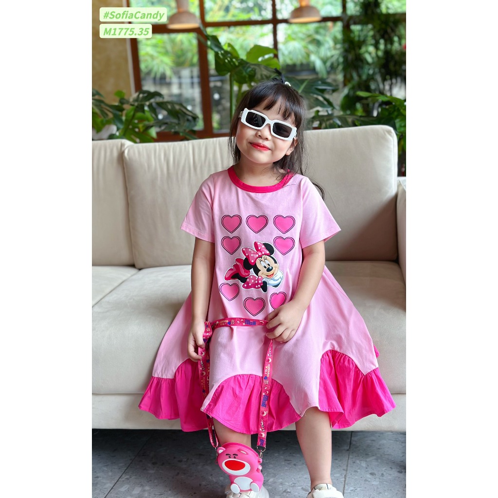 Váy đuôi cá bé gái hoạ tiết trai tim xinh xắc, đầm bé gái đuôi cá cách điệu sz 10-30kg