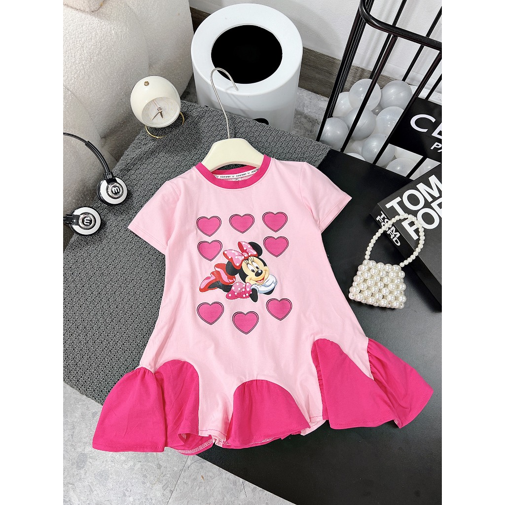 Váy đuôi cá bé gái hoạ tiết trai tim xinh xắc, đầm bé gái đuôi cá cách điệu sz 10-30kg