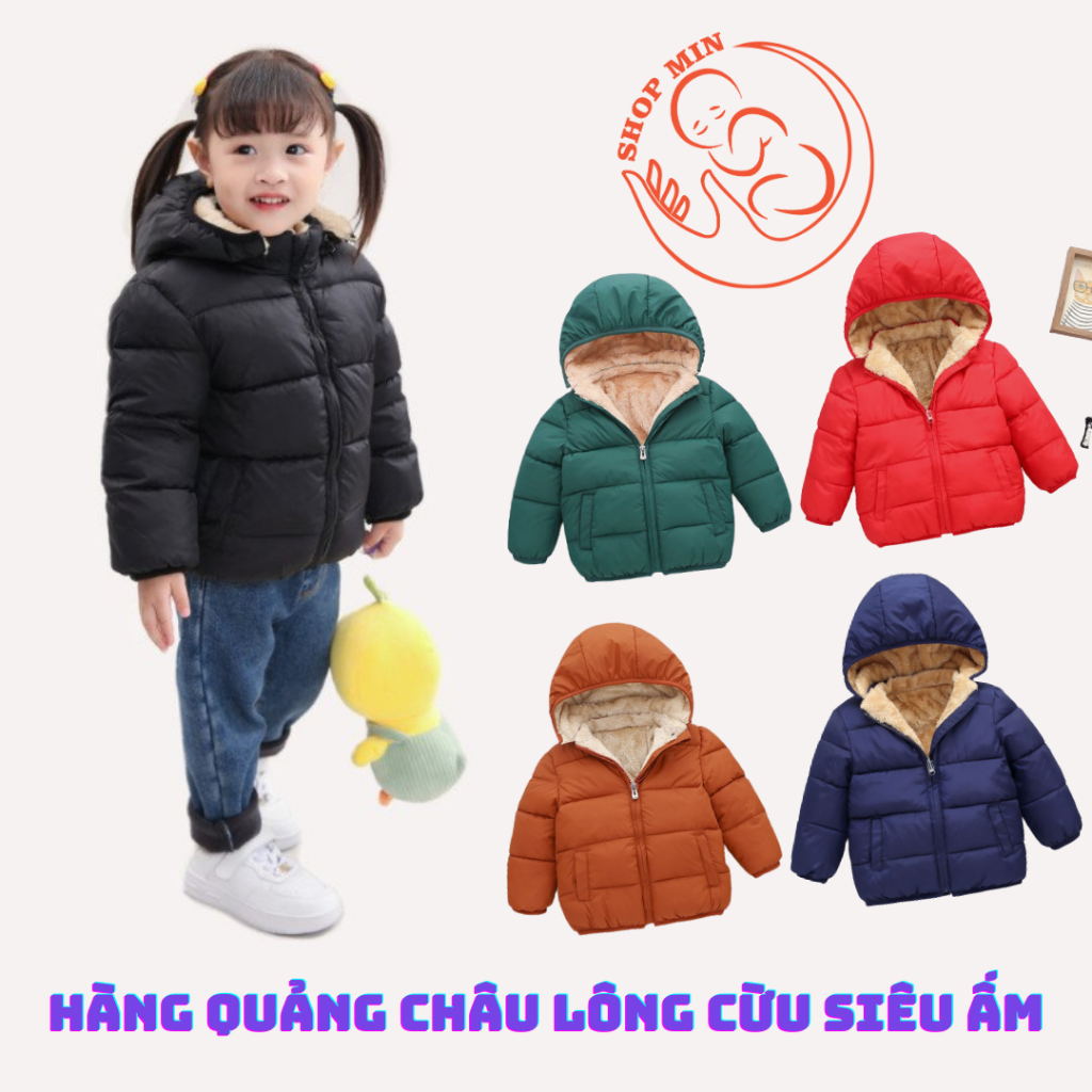 Áo khoác Phao Lót Lông Chính Hãng BEBELE, Áo Phao Lót Lông Cừu Dày Dặn Cho Bé