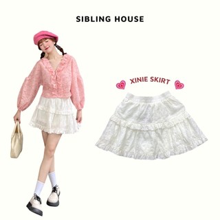 Chân váy xòe ngắn phối ren xếp tầng lưng thun có lót quần Xinie Skirt - Sibling House