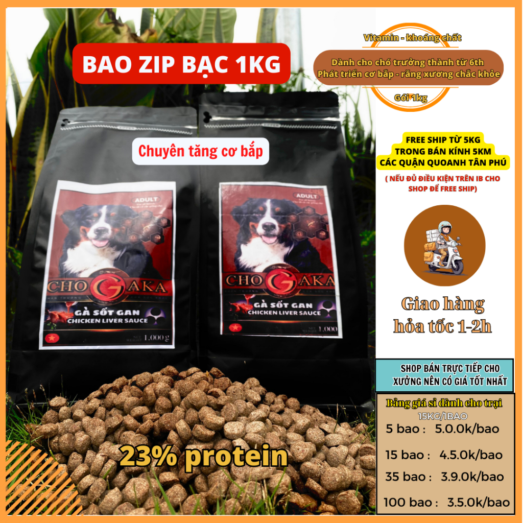 💢 Giảm 45% 1kg đầu tiên 💢 1kg Hạt Chogaka 💢 chuyên tăng cơ bắp “vị gà sốt gan” dành cho chó Form to trên 6th.