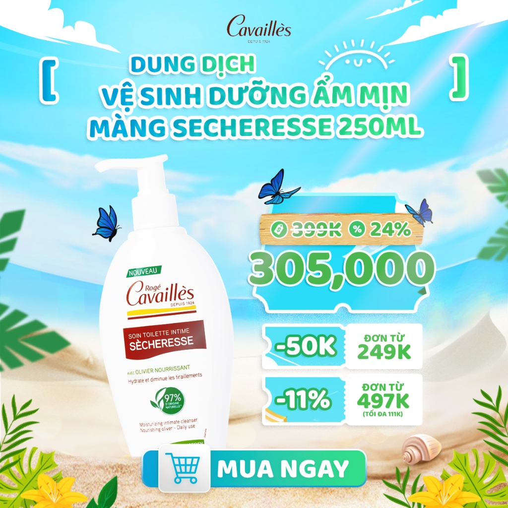 Dung Dịch Vệ Sinh Phụ Nữ Dưỡng Ẩm Mịn Màng Secheresse Roge Cavailles 40ML và 250ML
