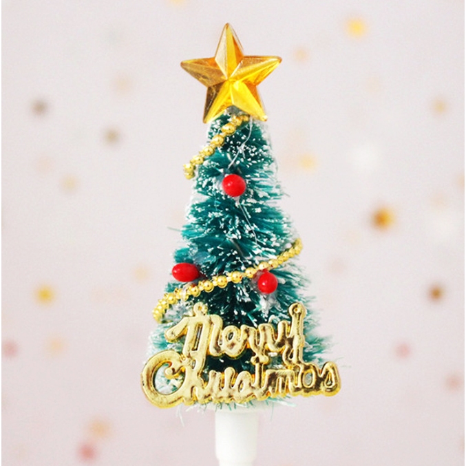 Mô hình cây thông Noel trang trí sẵn có đế ghim trang trí tiểu cảnh Giáng Sinh, decor bánh sinh nhật