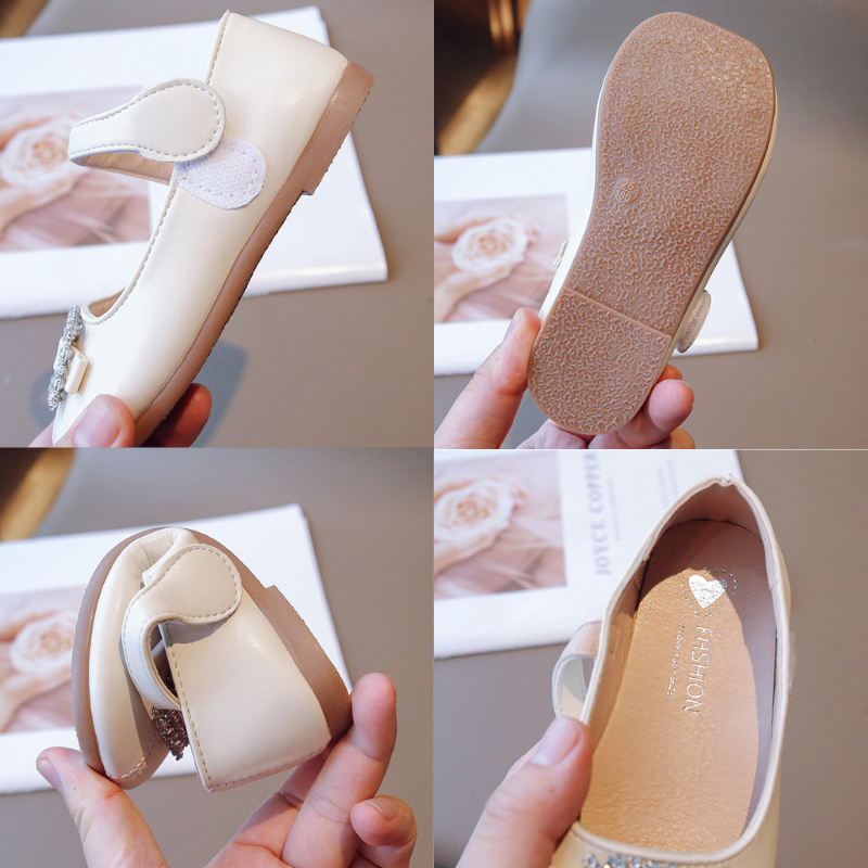 Giày Búp Bê Cho Bé, Giày Da PU Đính Đá Vuông Sang Trọng Phong Cách Hàn Quốc Cho Bé Gái Sz 21-35