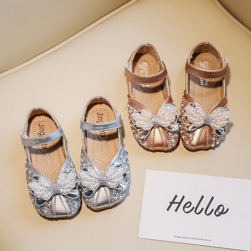 Giày Búp Bê Bé Gái - Giày Búp Bê Cánh Tiên Đính Đá Chắc Chắn Chất Liệu Da PU 2 Lớp Cao Cấp