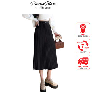 Chân váy len dài phuongmoon, len dày dặn mịn kèm đai xịn xò