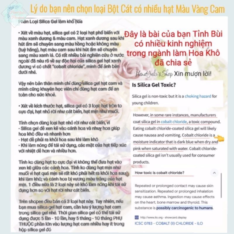 Cát làm hoa khô tái sử dụng - Silica Gel - Nguyên liệu thủ công để lưu giữ hoa, làm epoxy Resin, tranh hoa khô