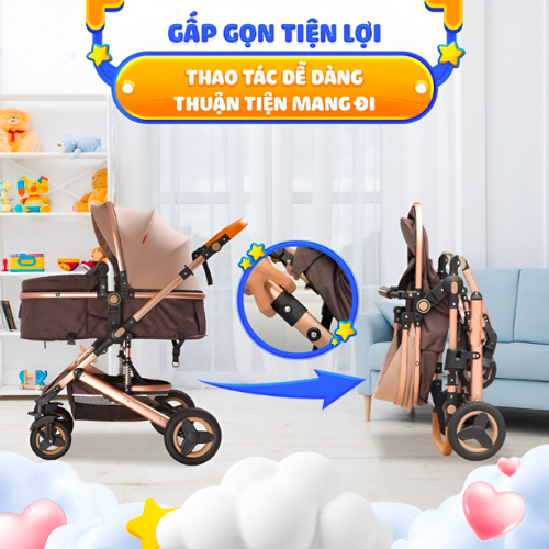 Xe đẩy cho bé BabyLux Store tính năng tiện dụng cho mẹ và bé - có thể gấp gọn.