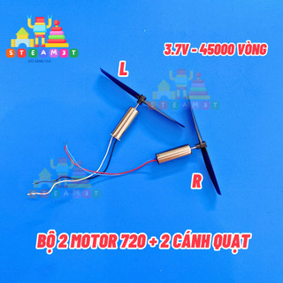 2 motor 720 kèm 2 cánh quạt 60mm motor máy bay mini mới 3.7V tốc độ 45000 RPM - LK0177