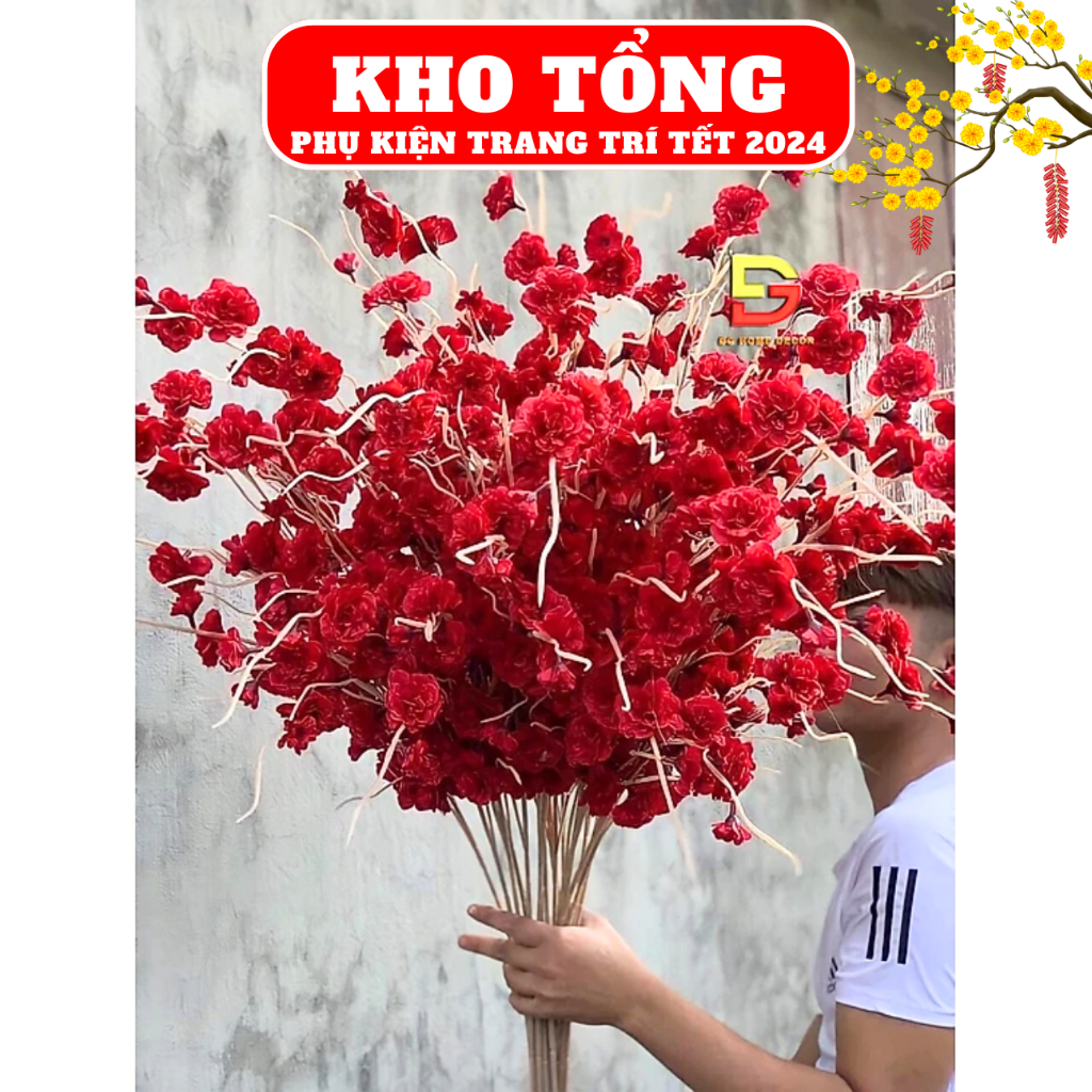 Cành đào râu trang trí