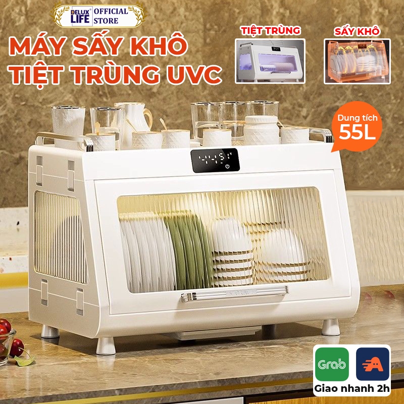Máy Sấy Bát Đũa Tiệt Trùng Sấy Khô Bằng Tia UVC Dung Tích 55L Khử Ion Âm Diệt Khuẩn An Toàn Cho Căn Bếp Mọi Nhà