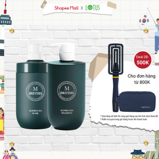 Combo dầu gội đầu và mặt nạ tóc cao cấp BRITISH M Kombucha 750ml