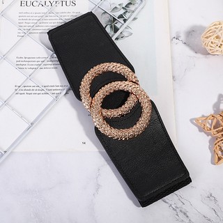 Đai váy liền co giãn, đai đầm, đai áo sơ mi, jumpsuit bản rộng 6cm,móc khóa kim loại họa tiết 2 vòng tròn W64