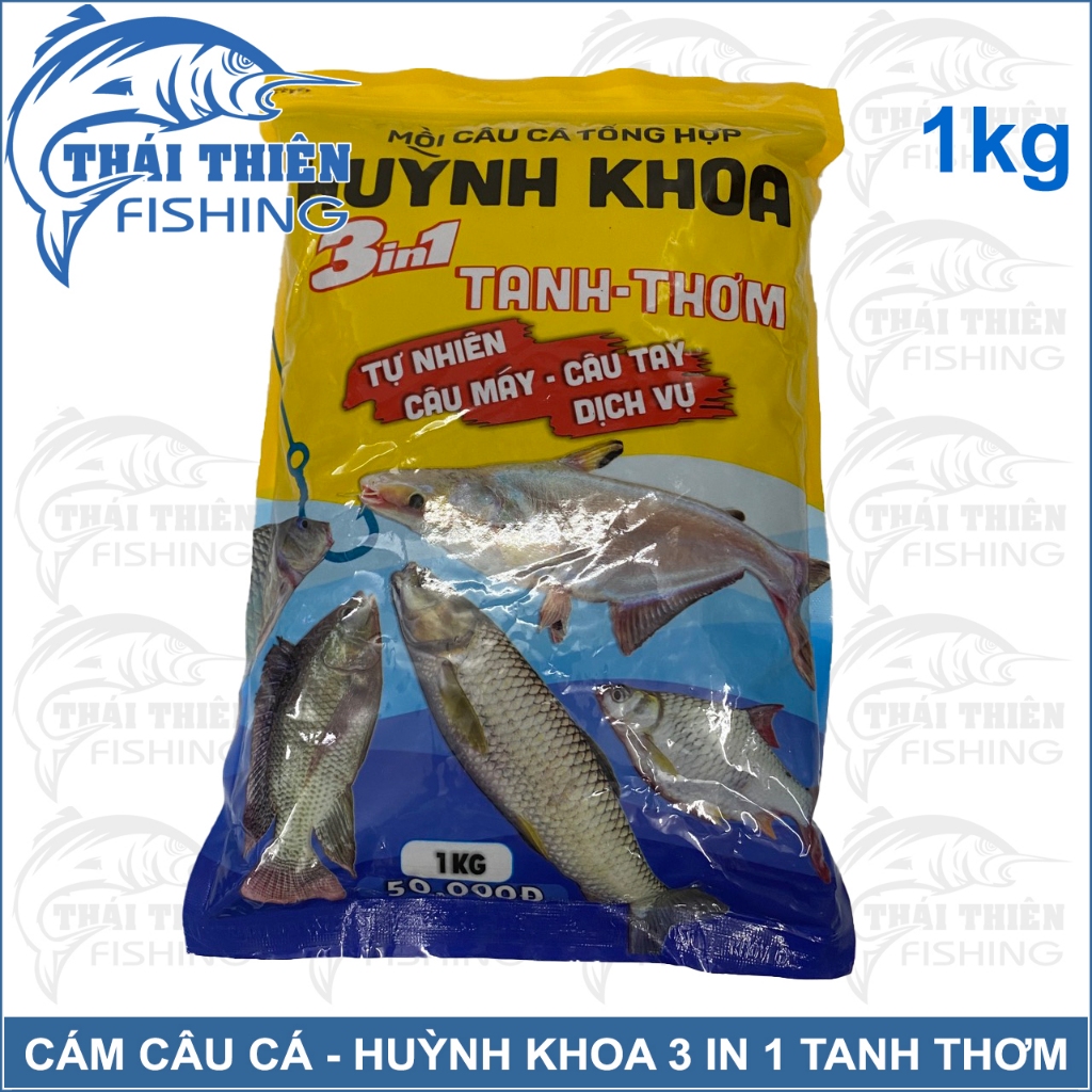 Cám Huỳnh Khoa 3 In 1 Tanh Thơm Gói 1kg Dùng Cần Tay, Máy Câu Cá Tự Nhiên, Dịch Vụ