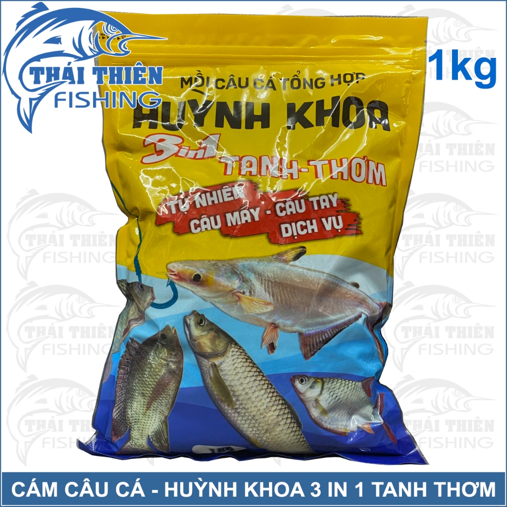 Cám Huỳnh Khoa 3 In 1 Tanh Thơm Gói 1kg Dùng Cần Tay, Máy Câu Cá Tự Nhiên, Dịch Vụ