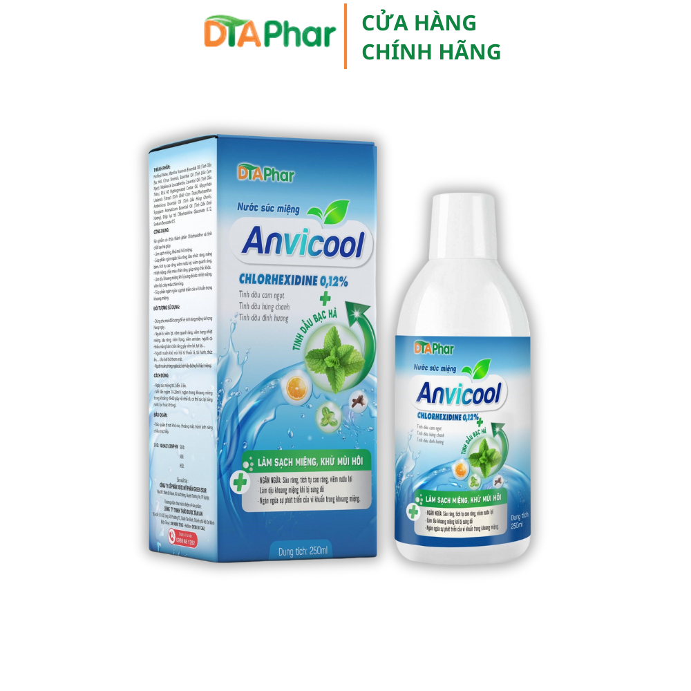 Nước súc miệng Anvicool giữ hơi thở thơm mát Chai 250ml DTAPhar