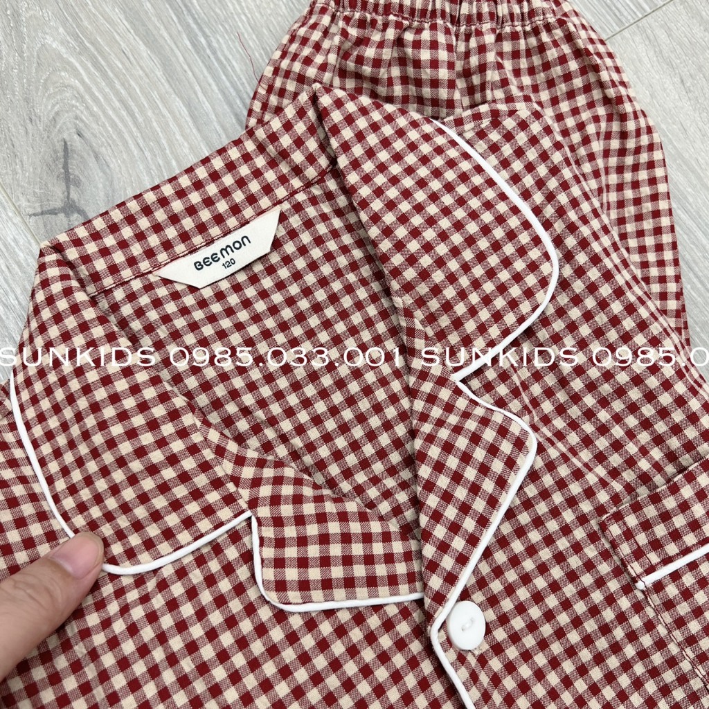 Bộ Pijama bé trai bé gái kẻ caro đỏ
