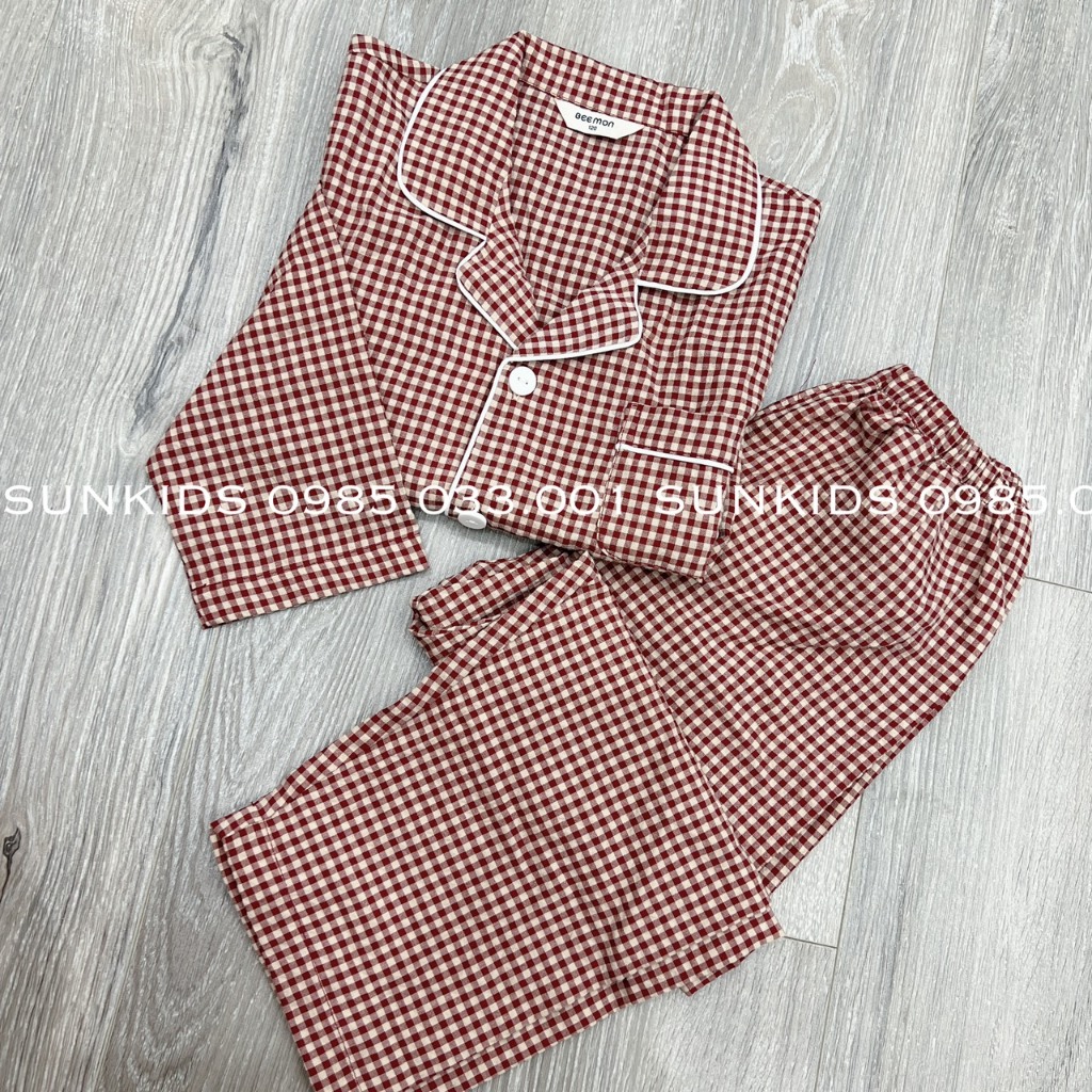Bộ Pijama bé trai bé gái kẻ caro đỏ