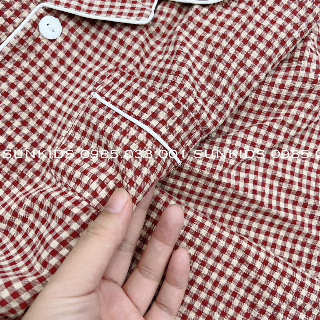 Bộ Pijama bé trai bé gái kẻ caro đỏ