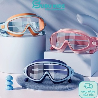 Kính bơi trẻ em góc nhìn rộng có nút bịt tai CHỐNG SƯƠNG MÙ mắt kính HD trong suốt mẫu mới 2023