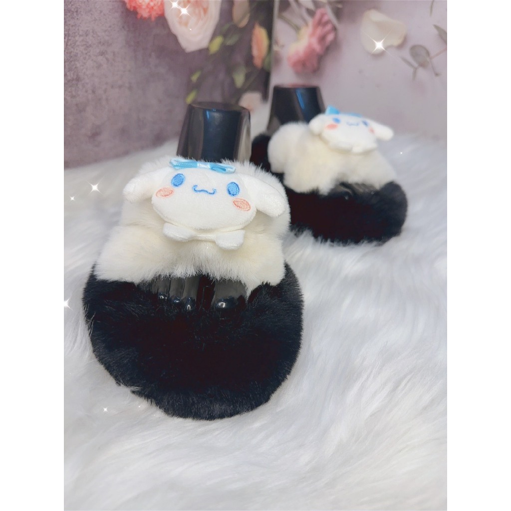 Dép nữ .dép lê .dép lông quai chéo gắn thỏ bông trắng nhỏ siêu dễ thương