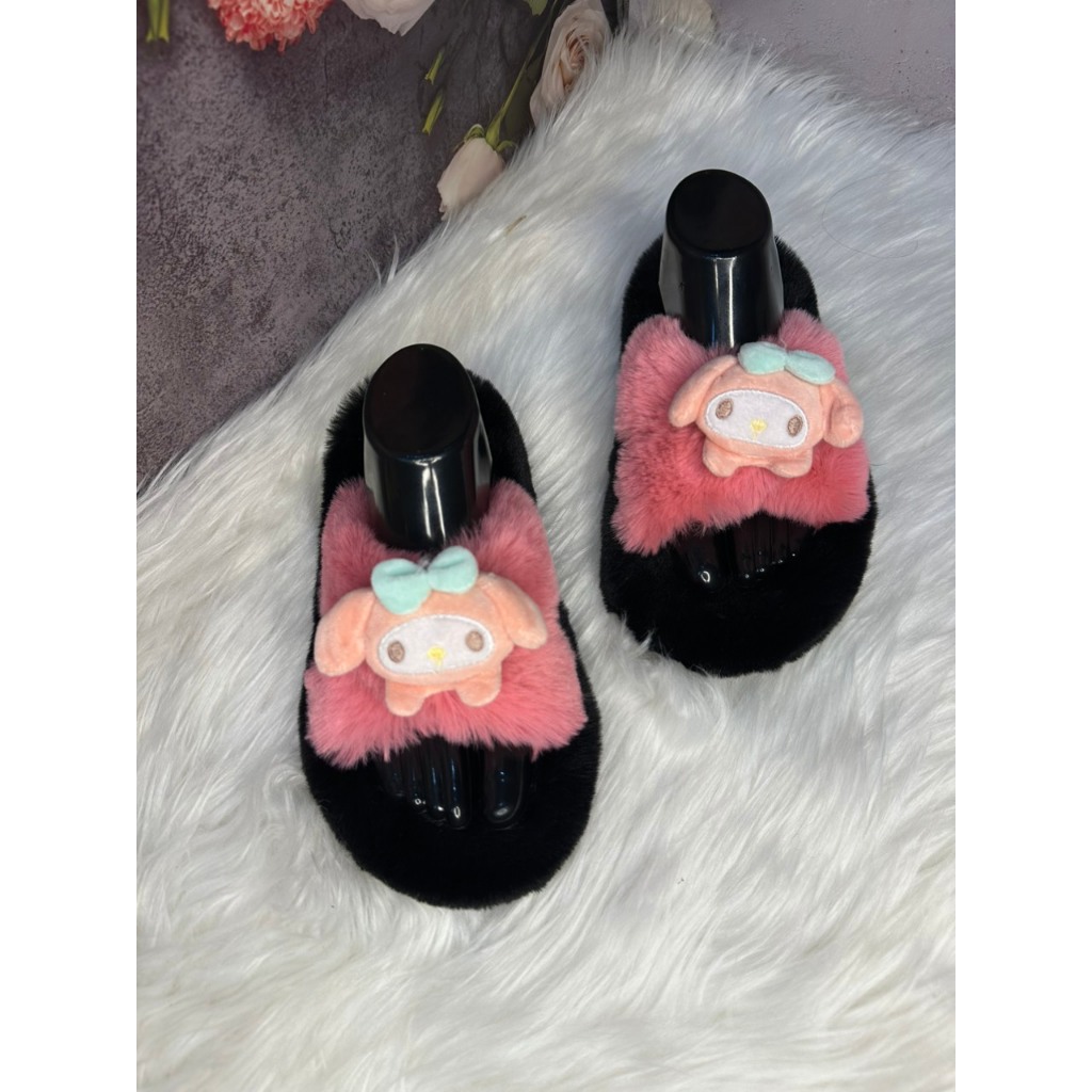 DÉP NỮ .dép lê.dép lông quai chéo gắn thỏ bông nhỏ siêu xinh