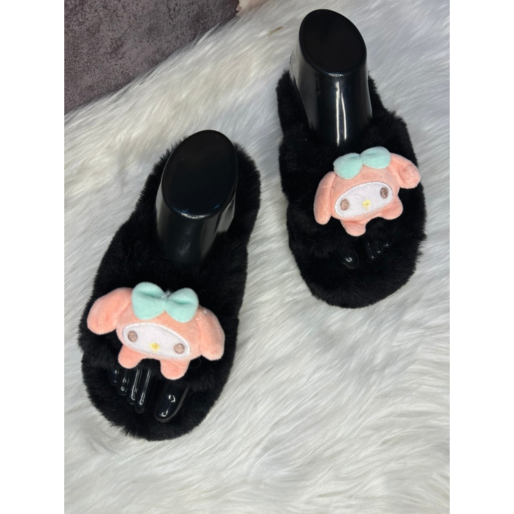 DÉP NỮ .dép lê.dép lông quai chéo gắn thỏ bông nhỏ siêu xinh