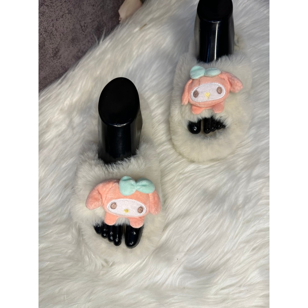 DÉP NỮ .dép lê.dép lông quai chéo gắn thỏ bông nhỏ siêu xinh