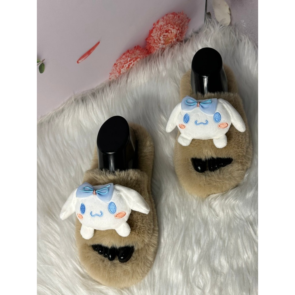 Dép nữ .dép lê .dép lông 1 quai gắn thỏ bông to