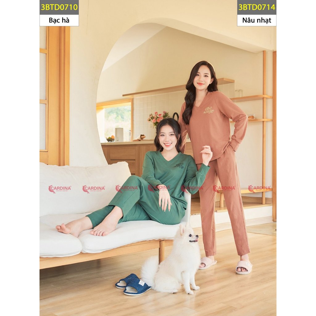 Bộ Thu Đông Nữ CARDINA Chất Cotton Cao Cấp Dáng Thể Thao Họa Tiết In Chữ 3BTD07