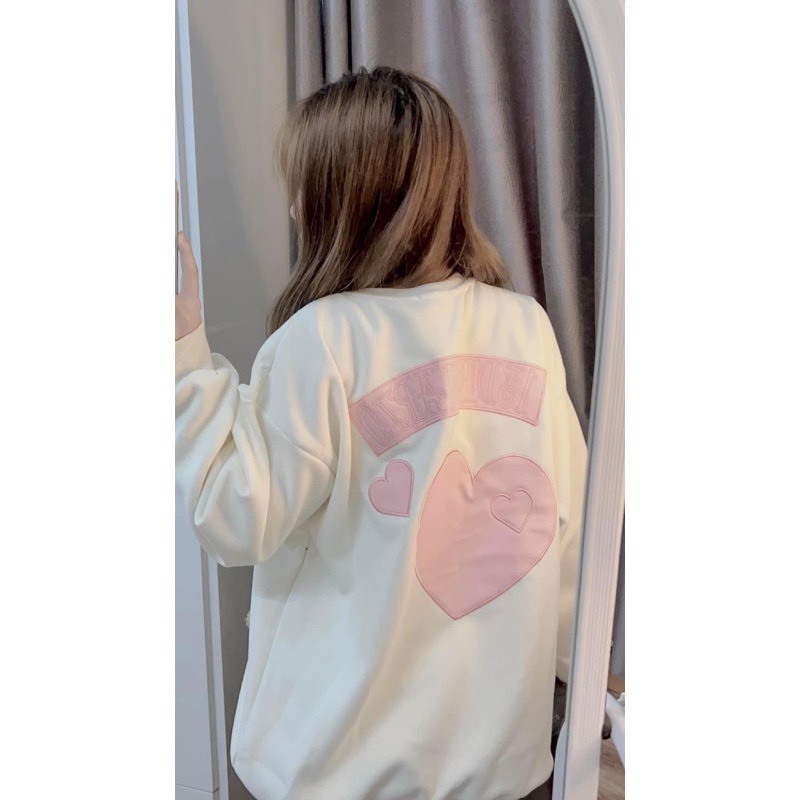 Áo nỉ sweater nữ form rộng vải nỉ bông dày dặn SWT TIM GẤU phong cách Ulzzang CAMASTORE M1173
