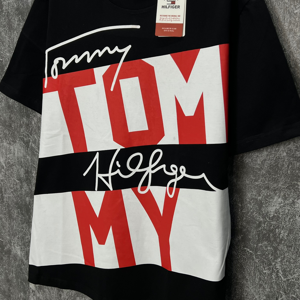 Áo Thun Tom.my Hilfiger Logo Thêu Chữ Kí Unisex Cotton Cao Cấp, Áo Thun Nam Nữ Tay Lỡ